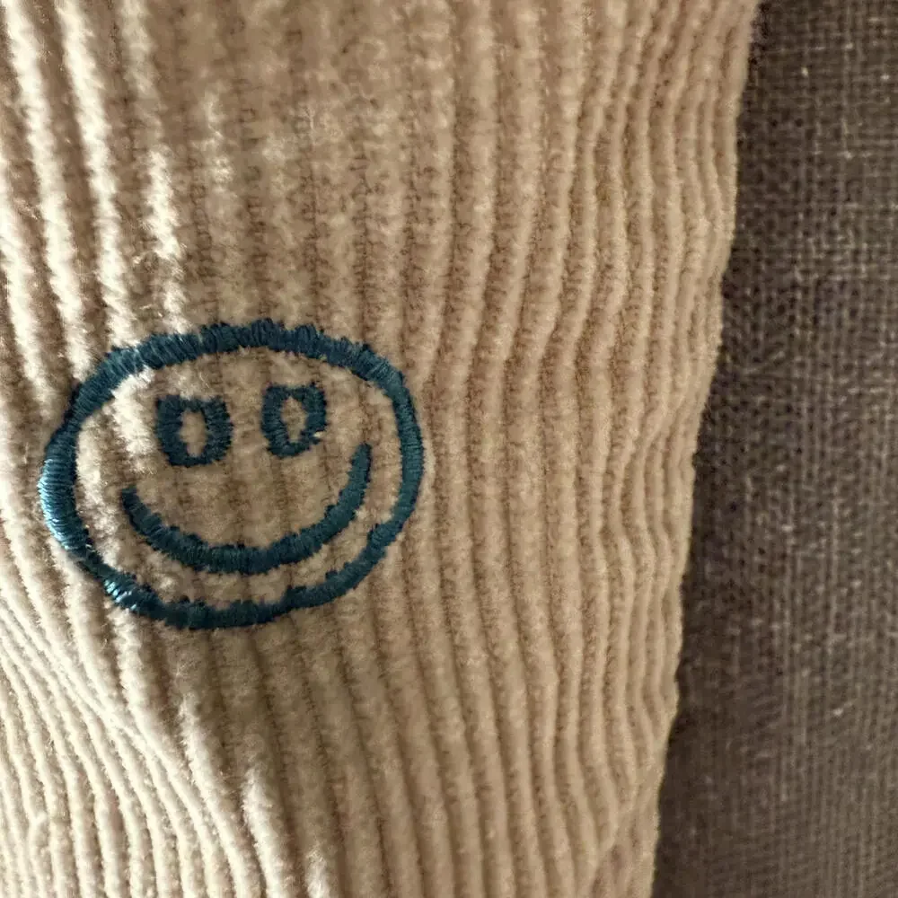 URBAN OUTFITTERS Smiley Face Tan Corduroys. Wms SZ SP. Drawstring Boho Funky Fun